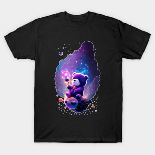 Colorful Teddy Bear In Space T-Shirt